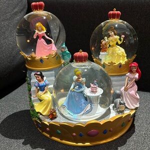 Disney Store Royal Princess Crown Musical Multi Snow Globe